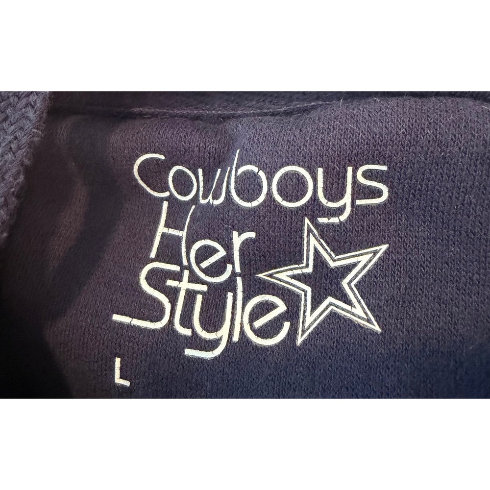 Dallas Cowboys Her Style Womens Navy Blue Glitter Graphic Hoodie Large - Picture 3 of 4